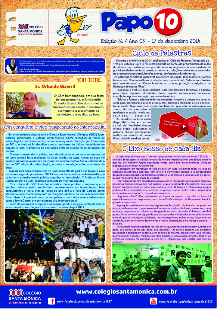 Boletim Eletrônico – Ano 5 | Edição 081 – 17/12/2014